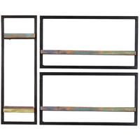 Wandregalset Multicolor/Schwarz B: 95cm - Multicolor/Schwarz, Design, Holz/Metall (95/75/25cm) - MID.YOU