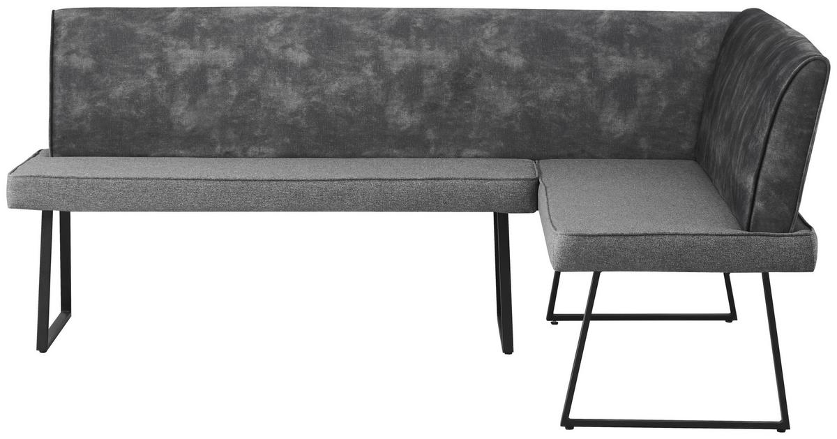 Eckbank Rab Dunkelgrau Eisen Schwarz, 205x155 cm - Dunkelgrau/Schwarz, KONVENTIONELL, Holz/Textil (205/155/89/62cm) - MID.YOU