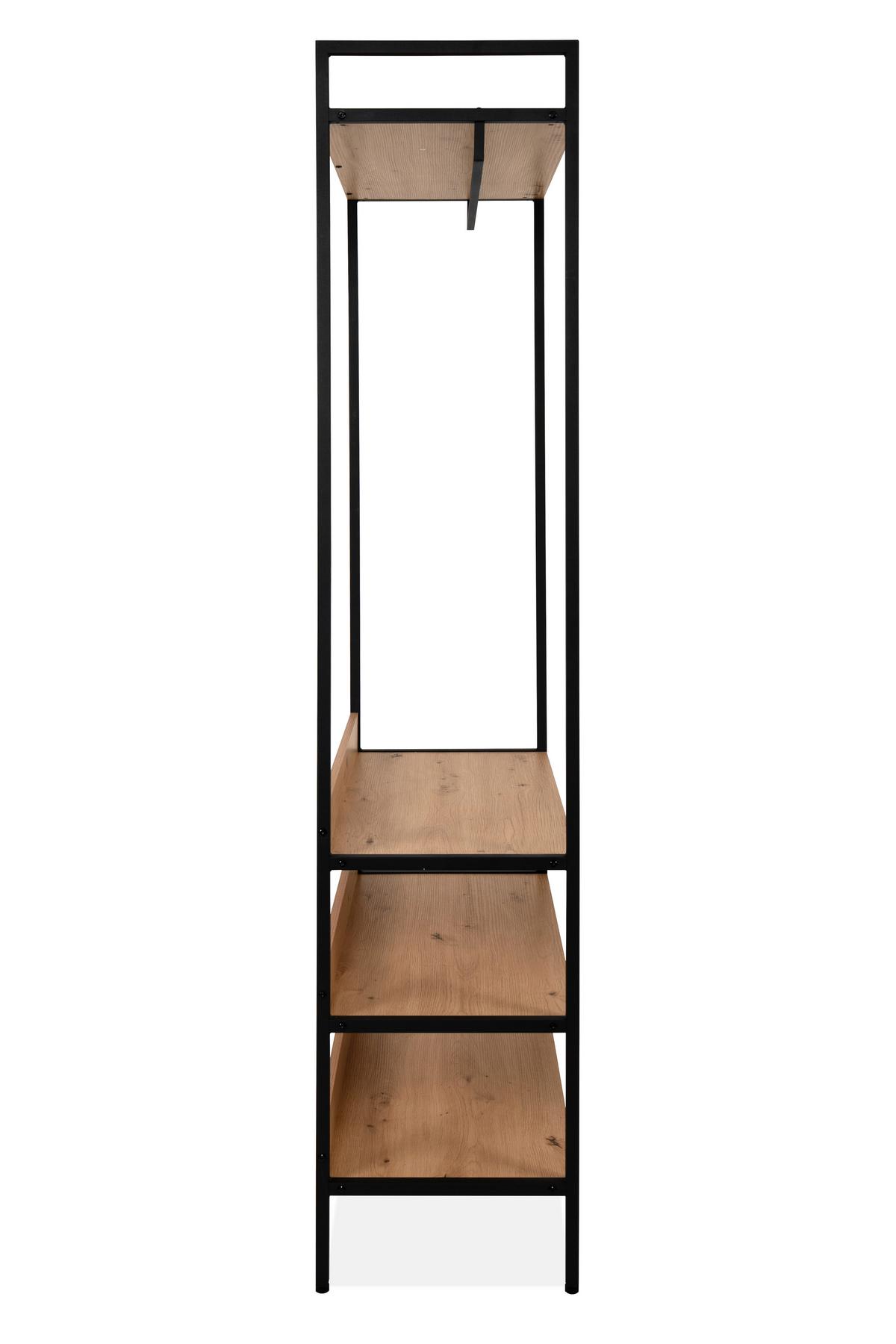 Garderobe Dhaka Eichefarben/Schwarz B: 84 cm - Eichefarben/Schwarz, MODERN, Holzwerkstoff/Metall (84/190/40cm)