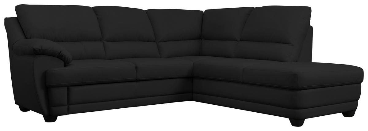 Ecksofa Nebolo Schwarz Lederlook - Schwarz, Design, Textil (245/225cm) - Livetastic