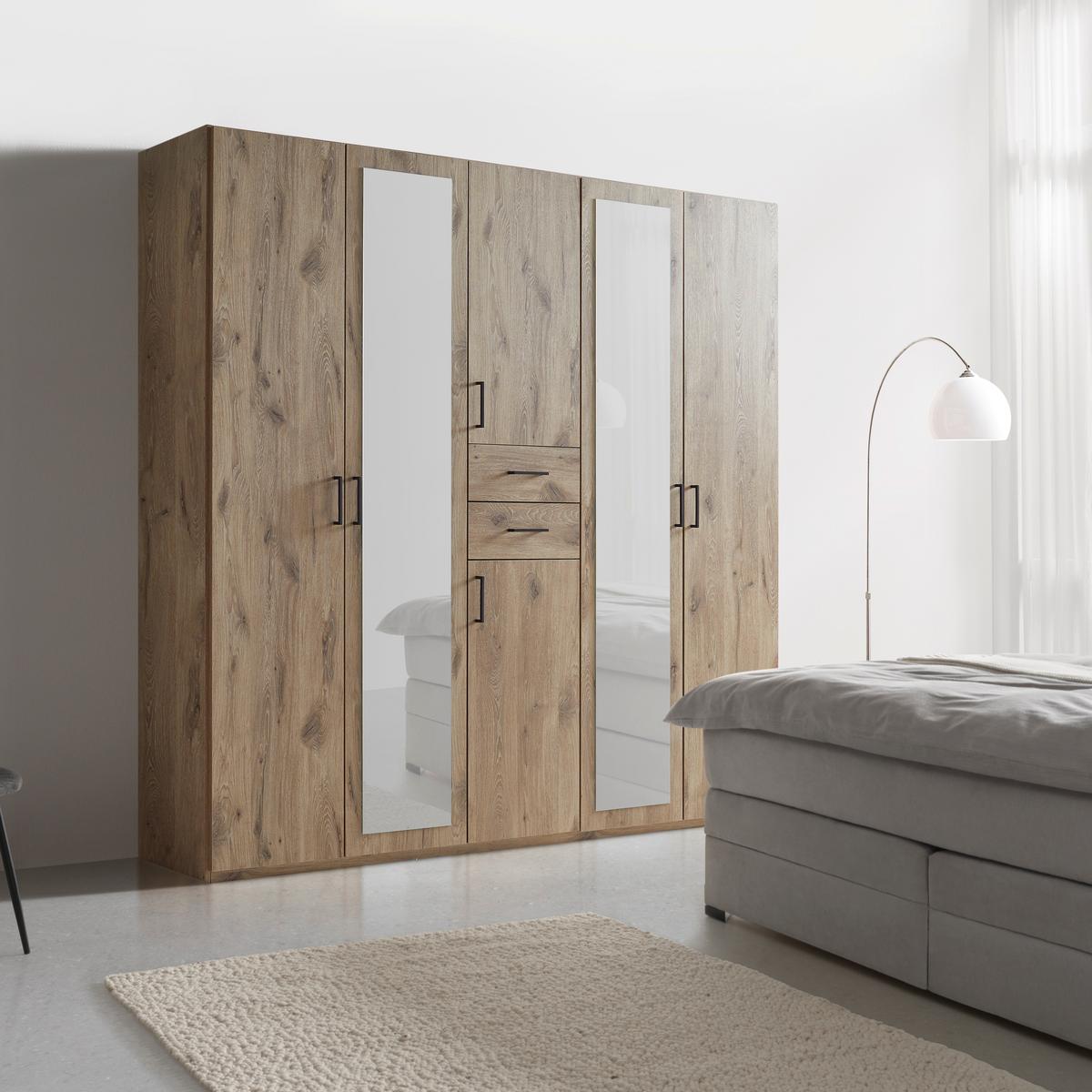 Skriňa s otočnými dverami DILLINGEN - čierna/farba duba, Konventionell, kompozitné drevo/plast (225/208/58cm) - Mömax