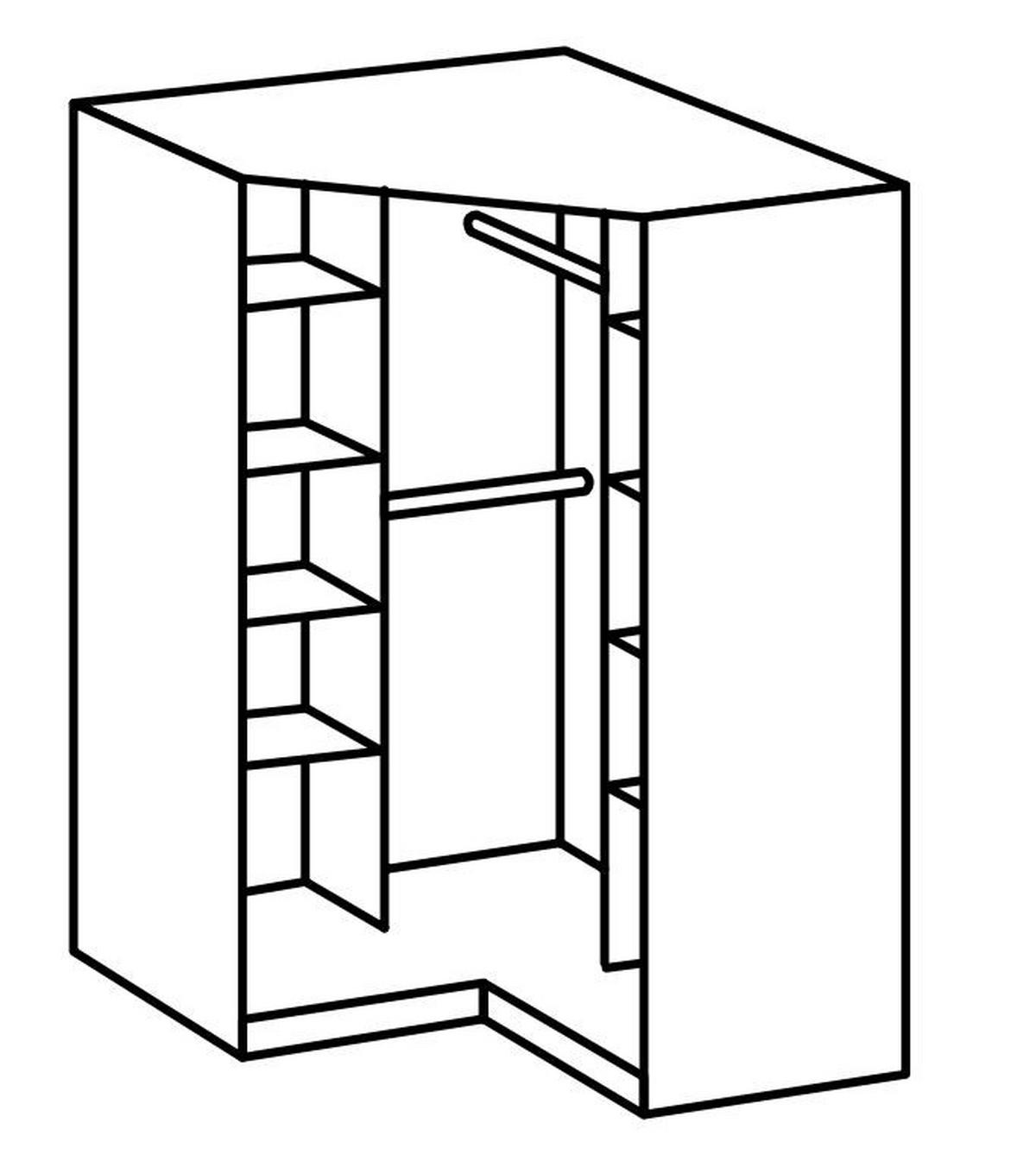 Eckschrank Mit Spiegel B: 95 Cm Clack Weiß - Weiß Hochglanz/Silberfarben, Basics, Holzwerkstoff (95/198/95cm) - MID.YOU