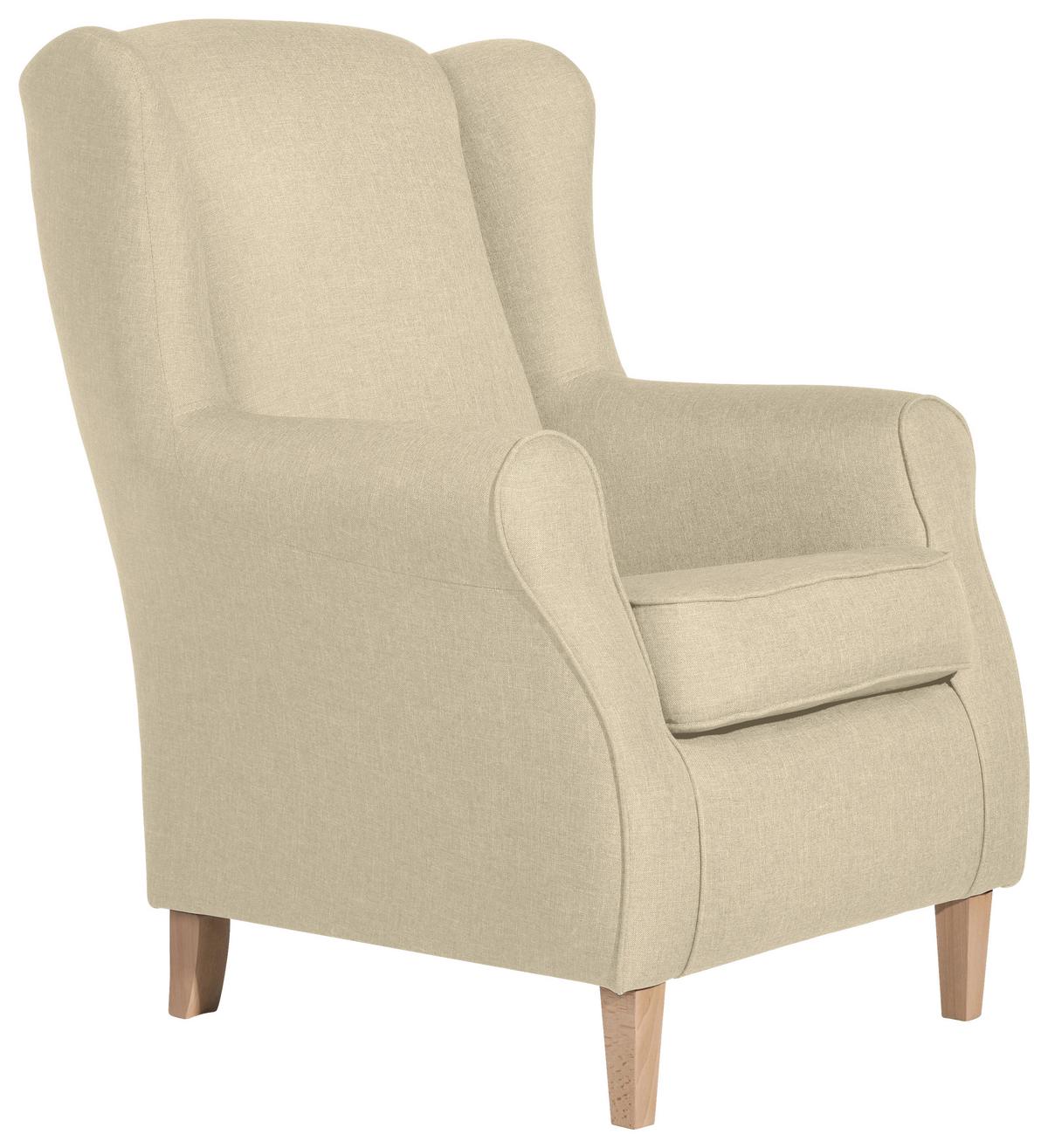 Ohrensessel mit Armlehnen Lorris Beige - Beige/Buchefarben, MODERN, Textil (77/103/86cm) - Max Winzer