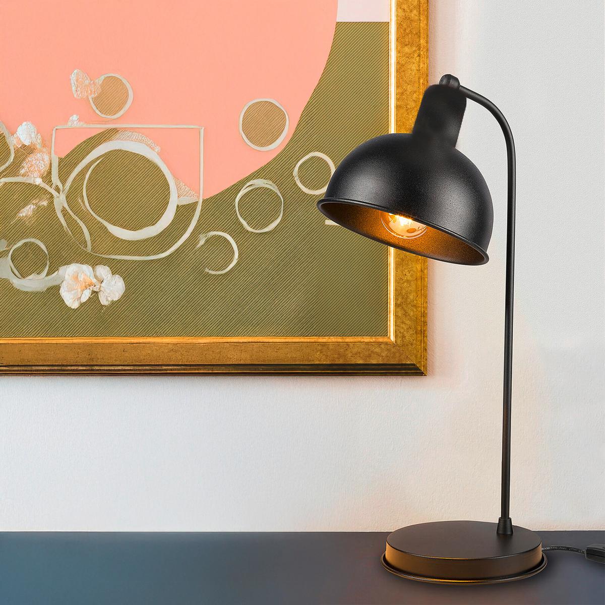 Tischleuchte Istanbul Schwarz Cappuccino L: 17 cm - Bernsteinfarben/Schwarz, Basics, Kunststoff/Metall (17/25/50cm)