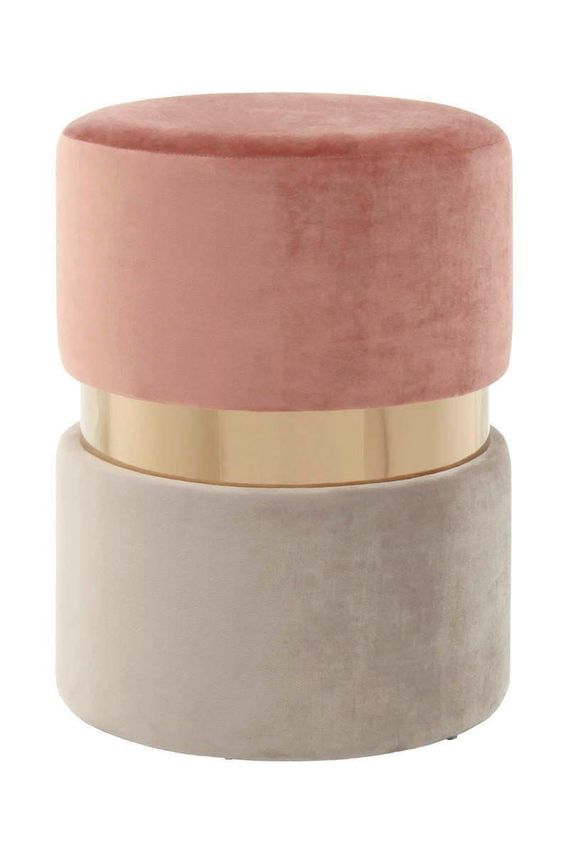 Taburet tmavě růžová/béžová - tmavě růžová/šedohnědá, Lifestyle, kov/dřevo (35/46/35cm)