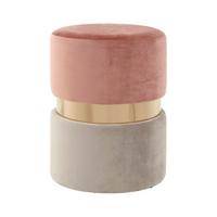 Taburet tmavě růžová/béžová - tmavě růžová/šedohnědá, Lifestyle, kov/dřevo (35/46/35cm)