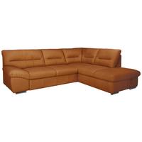 Ecksofa William, Cognac S: 268x216 Cm - Chromfarben/Cognac, Design, Leder (268/216cm) - Livetastic