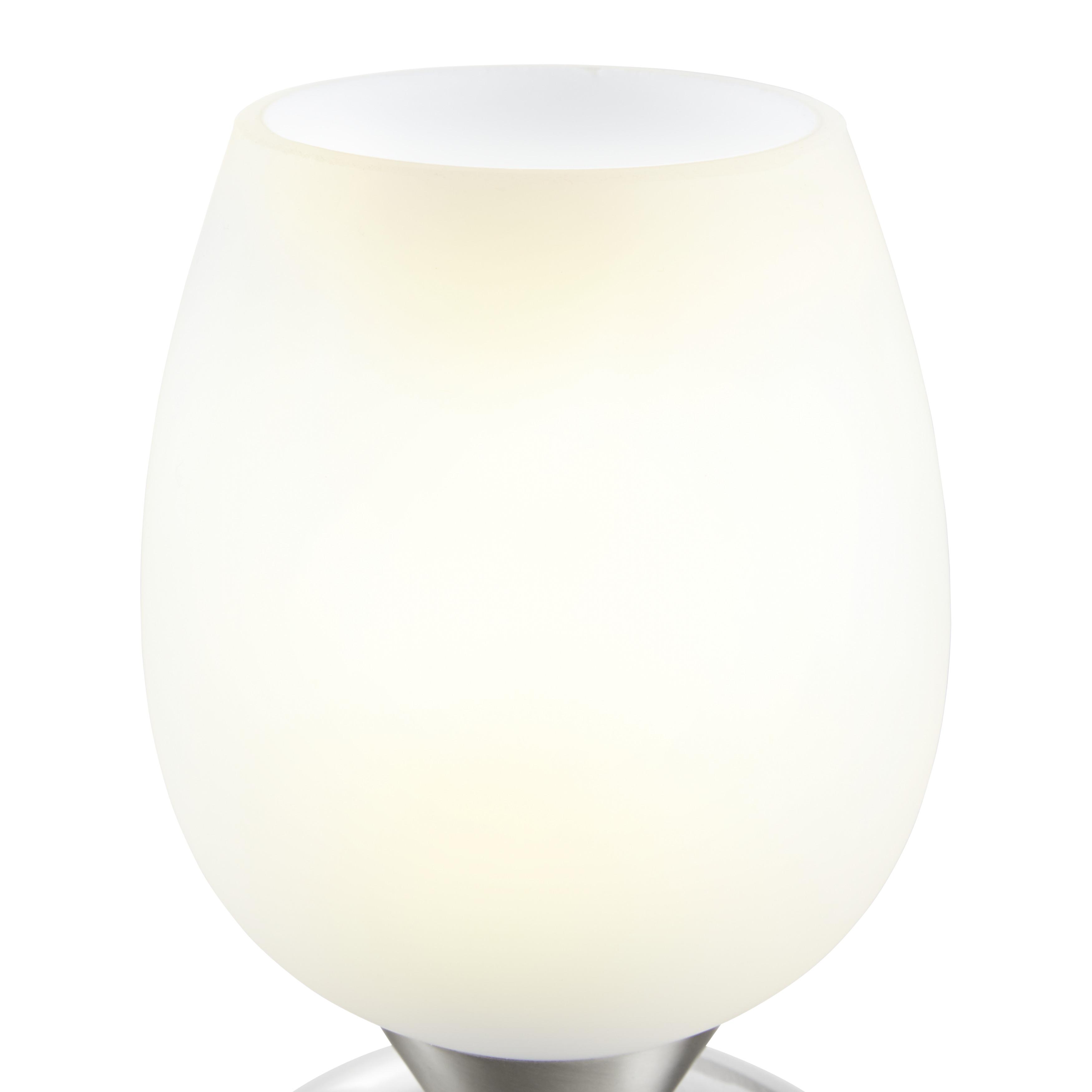 Stolová lampa Cup 12,5/18cm, 40 Watt - biela/strieborná, Modern, kov/sklo (12,5/18cm) - Mömax