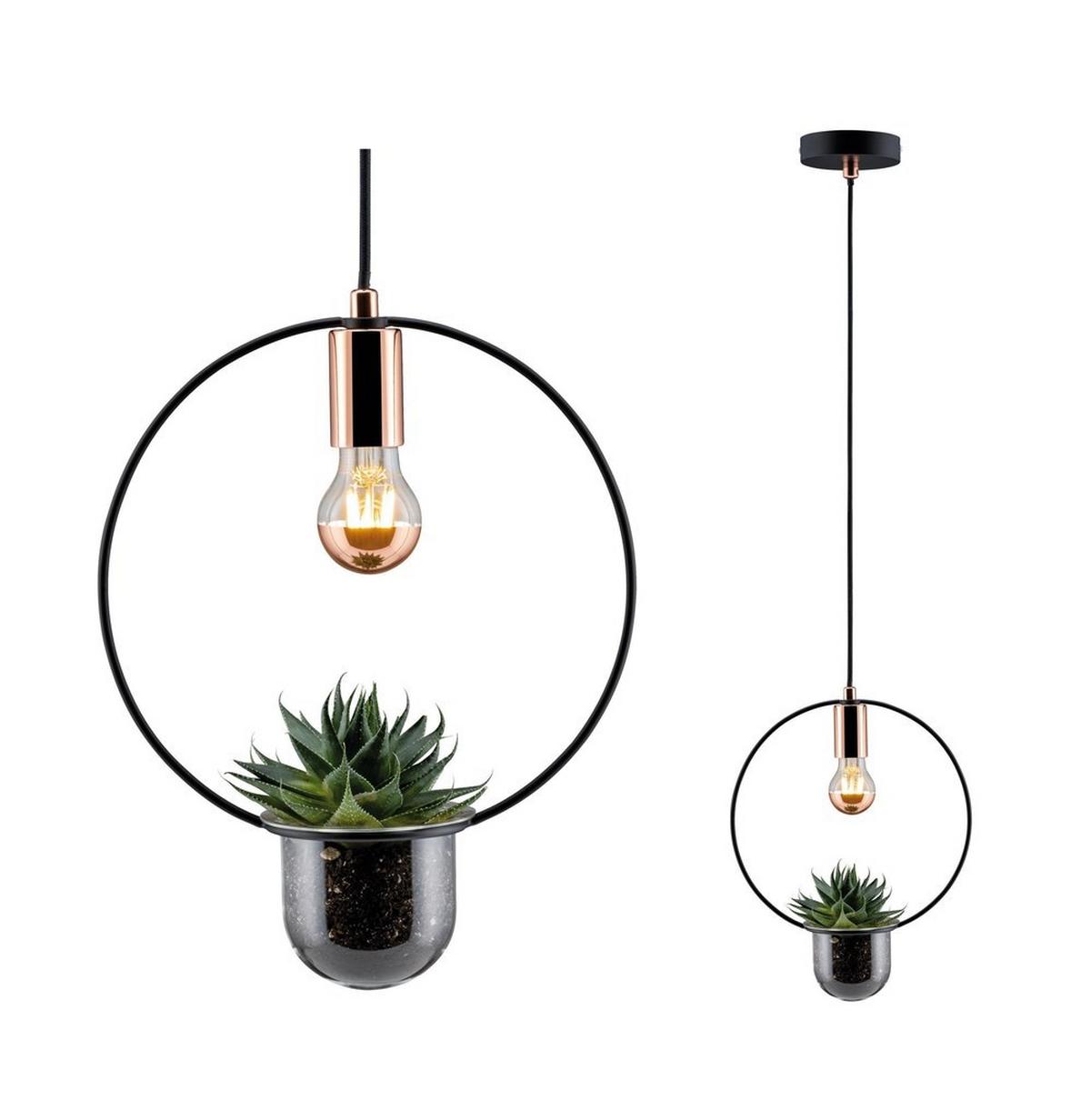Hängeleuchte Neordic Tasja H: 110 cm 1-Flammig, dimmbar - Schwarz/Kupferfarben, Design, Glas/Metall (30cm) - Paulmann