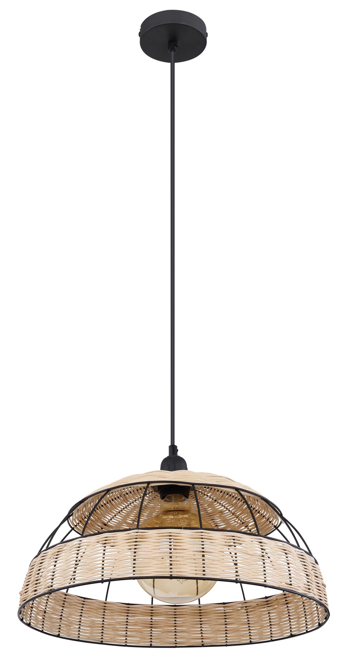 Hängeleuchte Ulleu H: 120 cm 1-Flammig, Schwarz/Naturfarben - Schwarz/Naturfarben, Natur, Kunststoff/Metall (40/120cm) - Globo