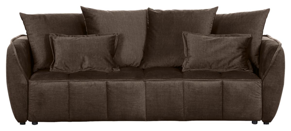2-Sitzer-Sofa Mit Schlaffunktion Meyford B:250cm - Dunkelbraun/Schwarz, KONVENTIONELL, Textil (250/70/118cm) - MID.YOU
