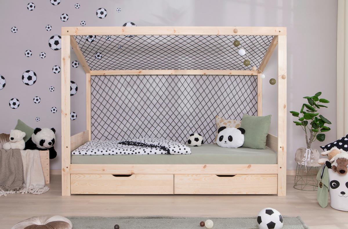 Bodenbett mit Bettkasten 90x200 cm Naturfarben - Naturfarben, MODERN, Holz (90/200cm) - MID.YOU