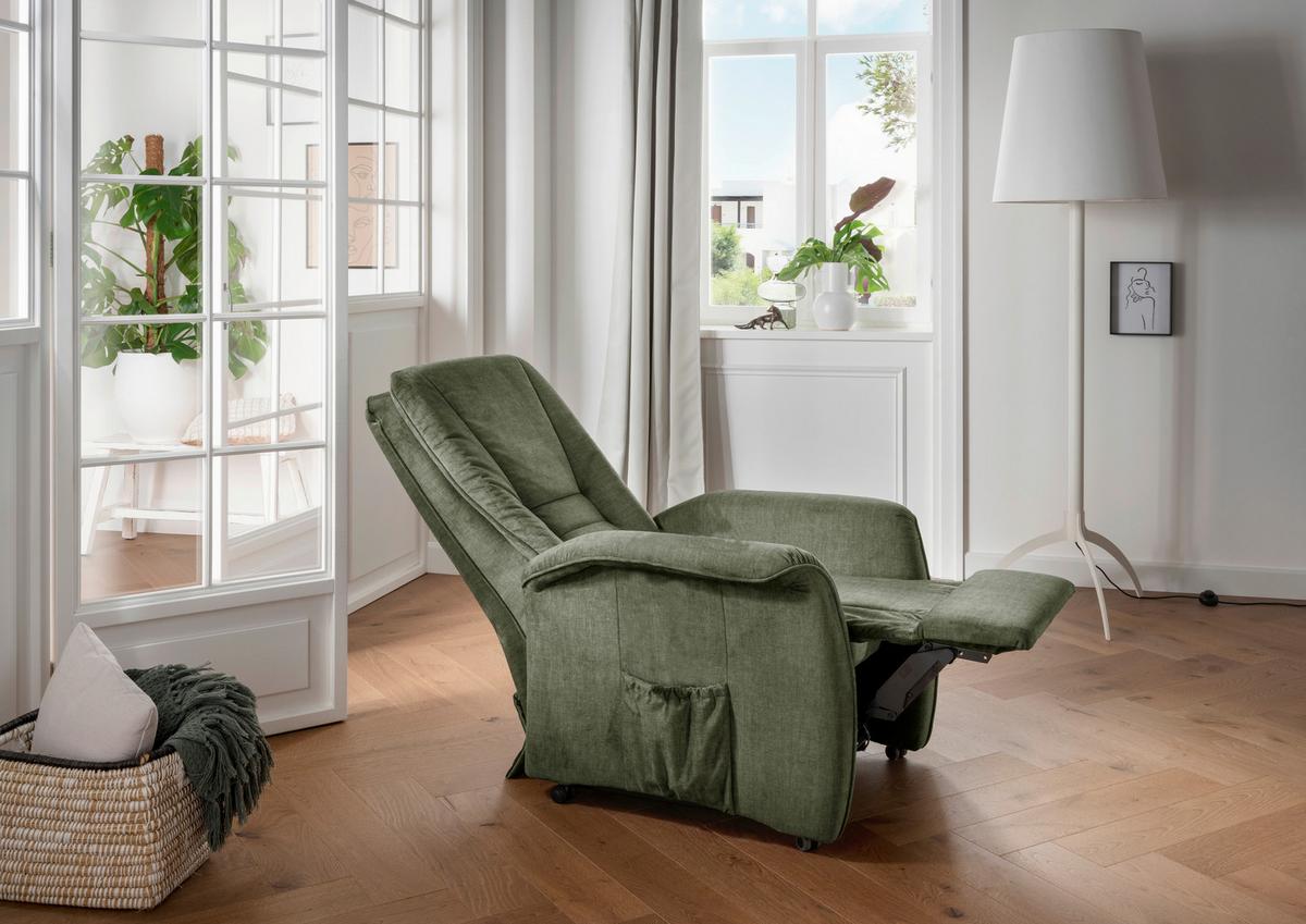 Fernsehsessel Harry Dunkelgrün B: 77 Cm - Dunkelgrün/Schwarz, Design, Textil (77/107/88cm) - Livetastic