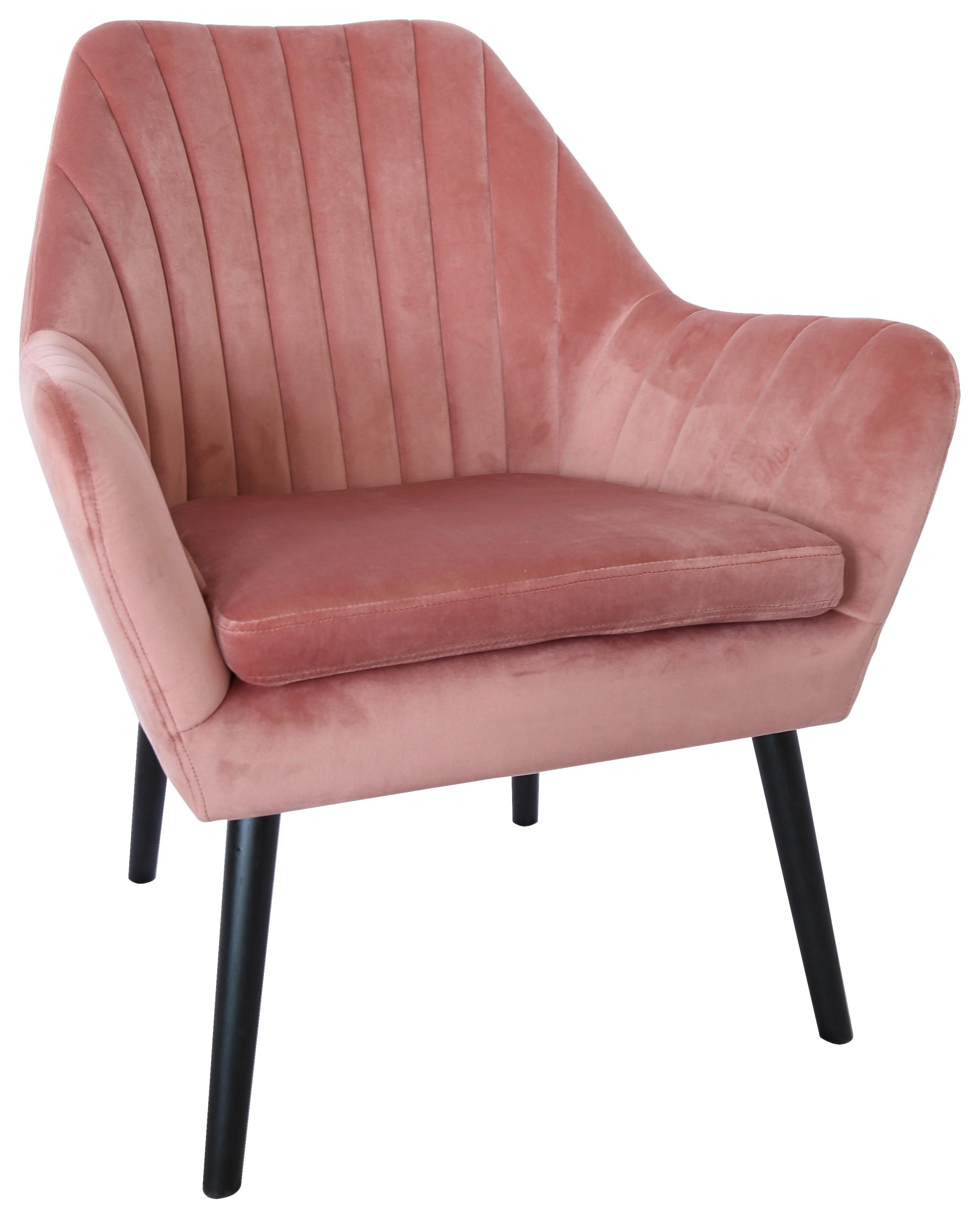 Zamatové kreslo Josefina, ružové - čierna/ružová, Modern, drevo/textil (73/84/75cm) - Mömax