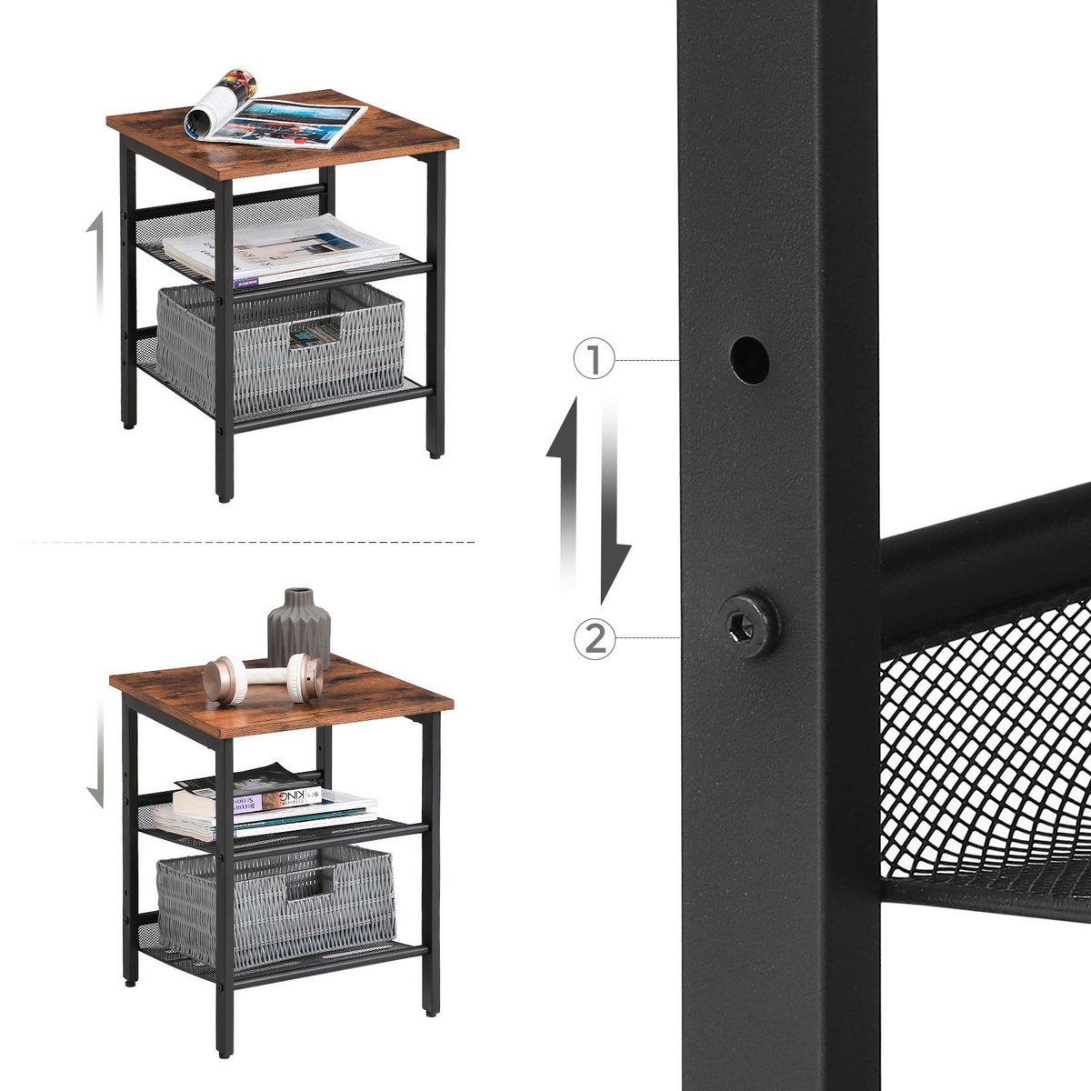 Beistelltisch 2-Tlg. Set, Mit Ablagefächer, Braun, Schwarz - Schwarz/Braun, Trend, Holzwerkstoff/Metall (40/40/50cm) - Boxxx