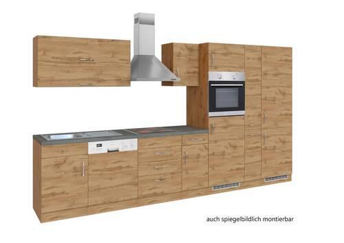 Küchenzeile Sorrento Mit Geräten B: 360 cm Eichefarben - Schieferfarben/Eiche Wotan, MODERN, Holzwerkstoff (360cm) - Held