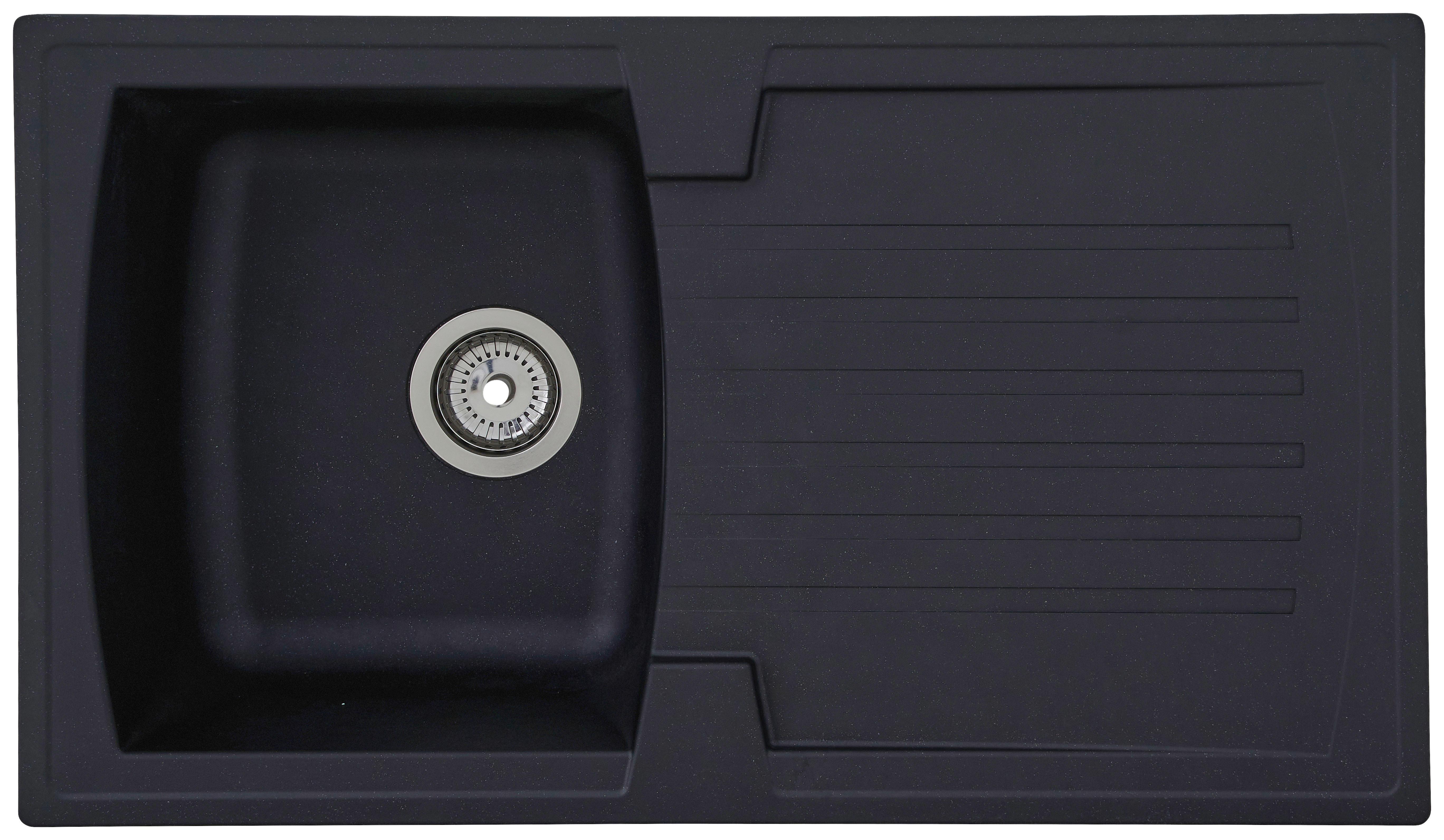 Spüle Respekta Boston Stein Bxt: 86x50 cm - Schwarz, Trend, Glas/Kunststoff (86/20/50cm) - Respekta