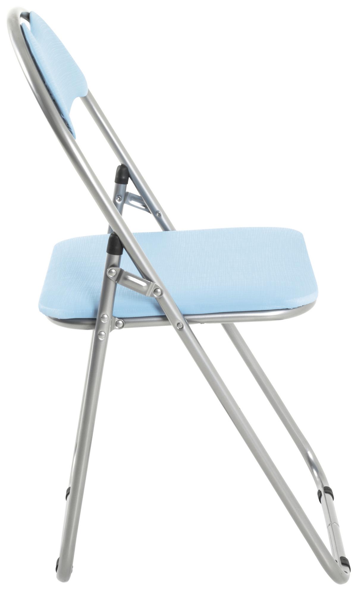Klappstuhl Shake Stahl, Lederlook - Blau, MODERN, Kunststoff/Metall (44/80/47cm)