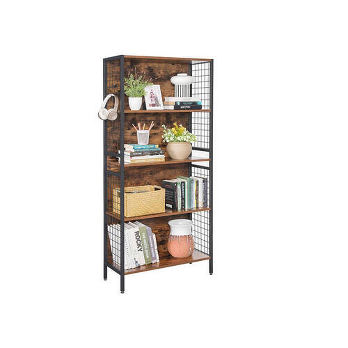 Nástenná knižnica IRON - hnedá/čierna, Basics, kov/kompozitné drevo (74/154,5/30cm) - Boxxx