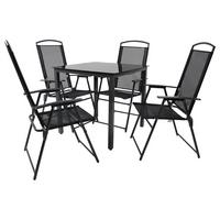 Gartenmöbel Set 5-tlg Aus Metall/textil/glas - Anthrazit/Schwarz, Basics, Glas/Textil - Gardenson