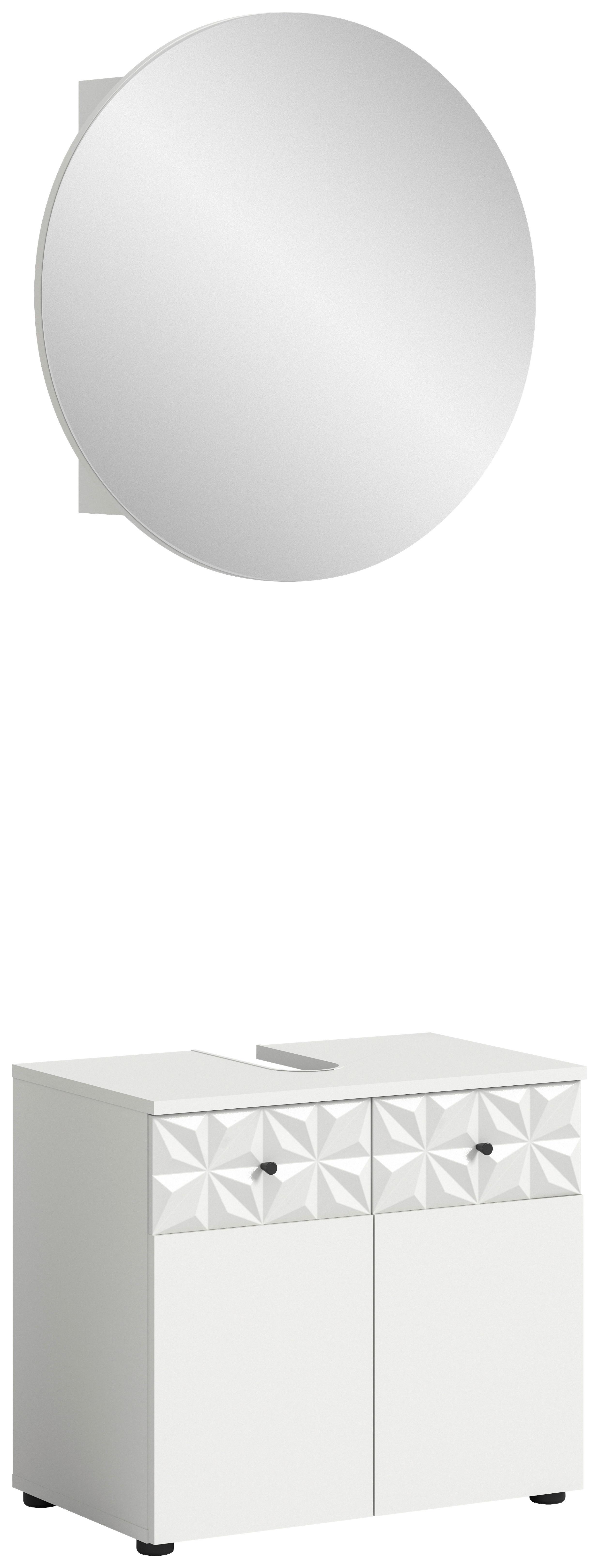 Badezimmer Prisma, Schwarz/Weiß K: 60 cm - Schwarz/Weiß, MODERN, Glas/Holzwerkstoff (60cm) - MID.YOU