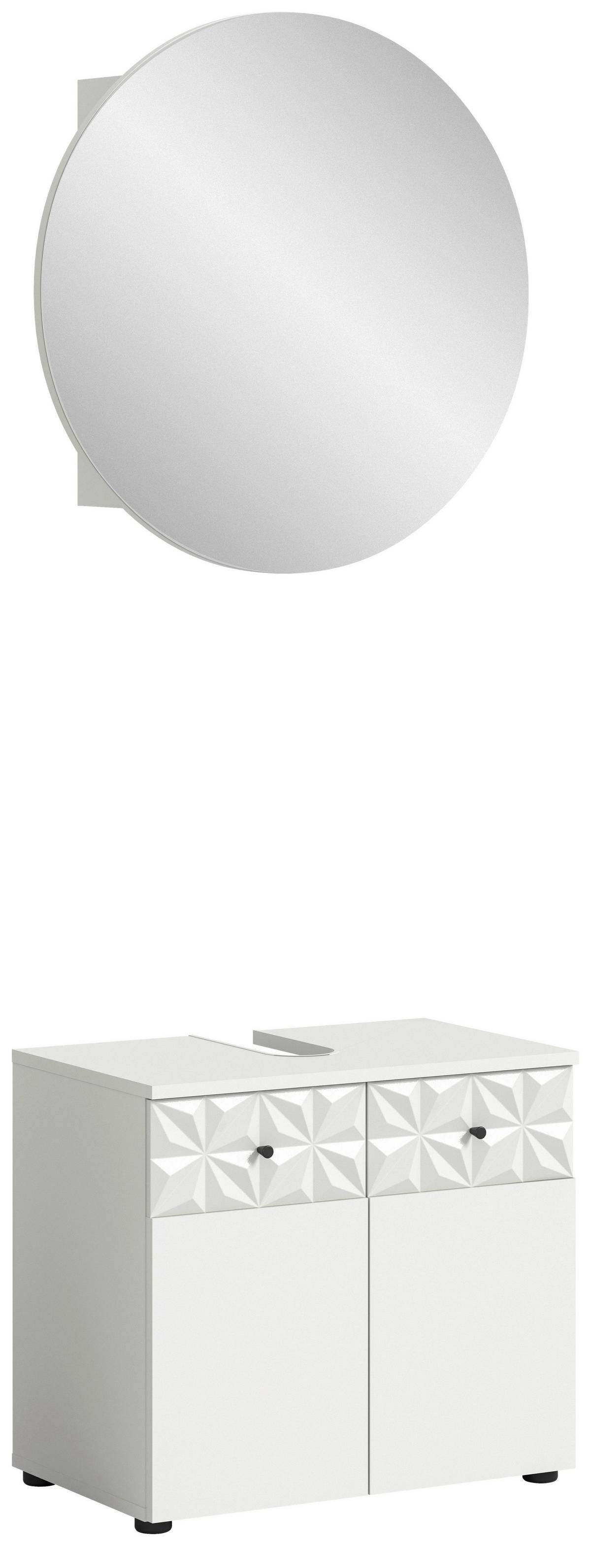 Badezimmer Prisma, Schwarz/Weiß K: 60 cm - Schwarz/Weiß, MODERN, Glas/Holzwerkstoff (60cm) - MID.YOU