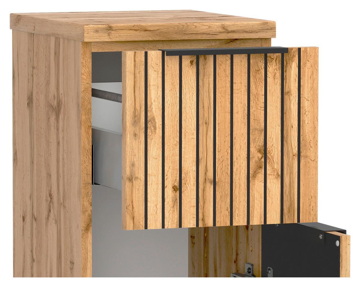 Unterschrank Chester B: 30 cm Eiche Wotan Dekor/Schwarz - Eiche Wotan/Schwarz, MODERN, Holzwerkstoff (30/79/35cm) - Held