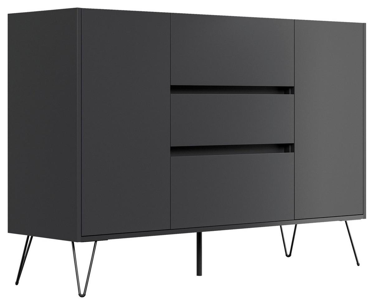 Sideboard Posseik Industrial Graphitfarben B: 140 cm - Schwarz/Graphitfarben, Design, Holzwerkstoff (140/93,6/42cm) - P & B
