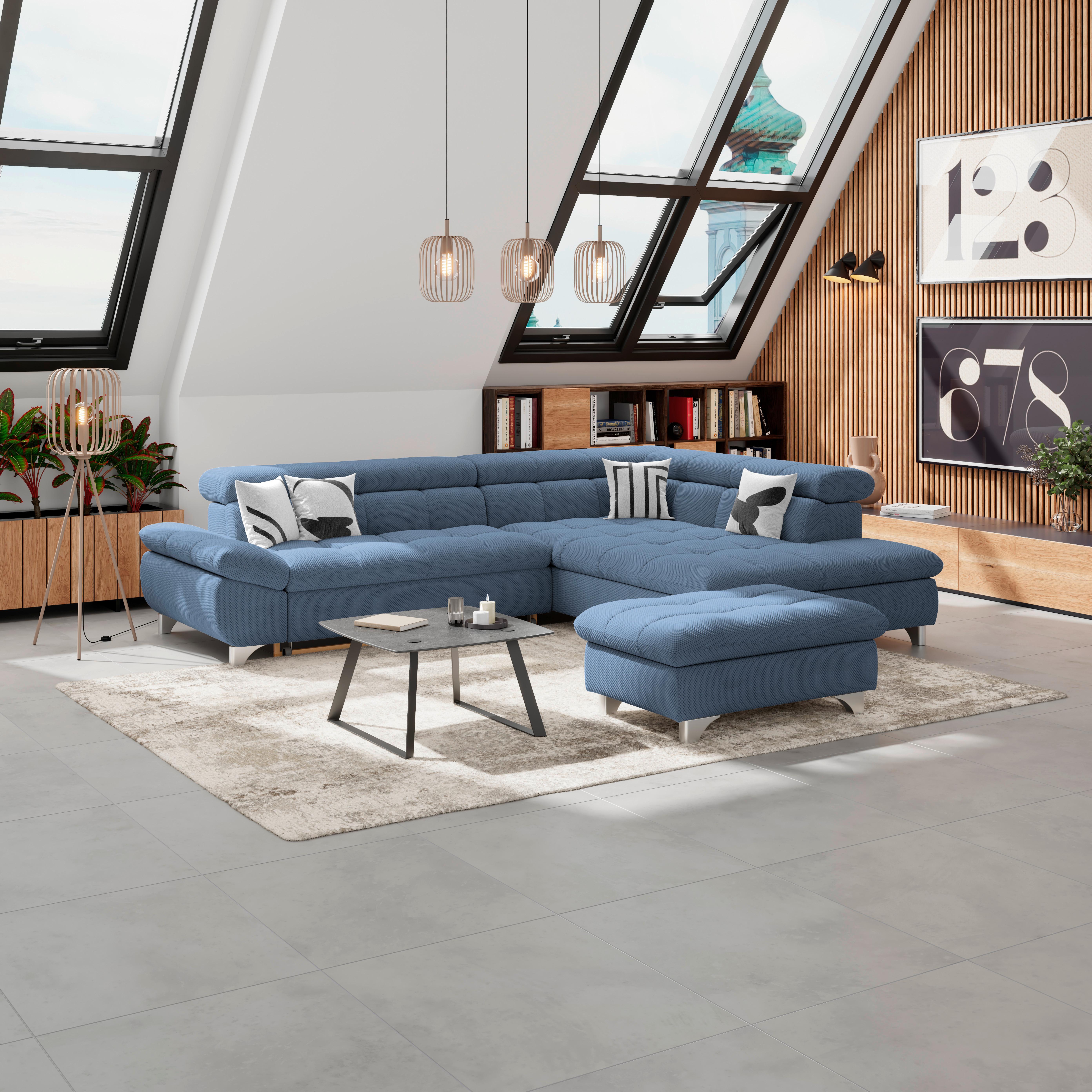 Hocker Gemini Dunkelblau, B:108cm - Chromfarben/Dunkelblau, KONVENTIONELL, Textil (108/46/108cm)