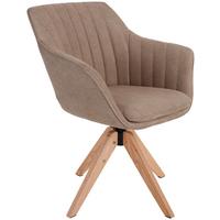 Armlehnstuhl Belluno Greige mit drehbarerer Sitzfläche - Greige/Eichefarben, MODERN, Holz/Textil (60/88/57,5cm) - MID.YOU