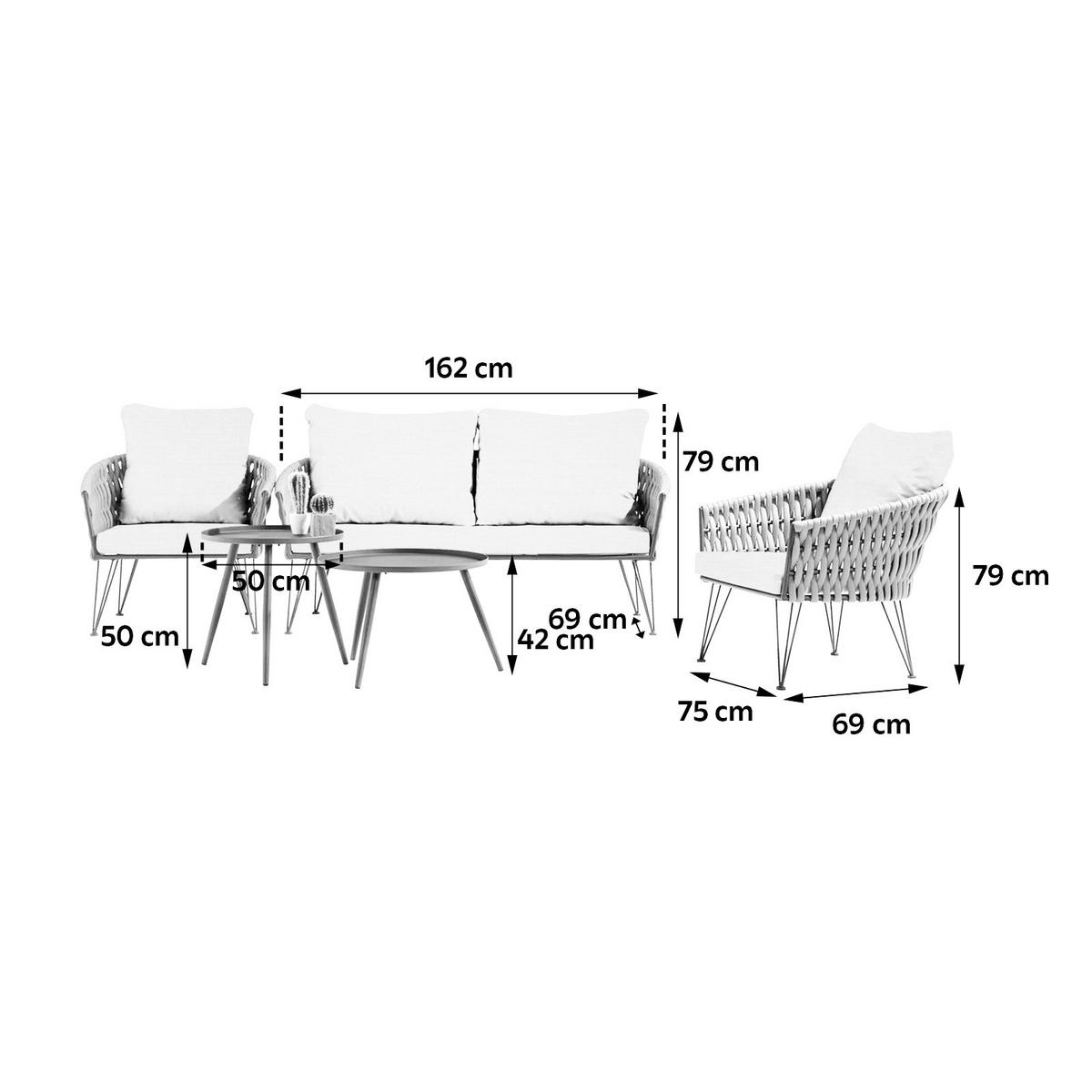 Loungegarnitur 5-tlg. Palma Aus Stahl Mit Kissen - Anthrazit/Olivgrün, Basics, Metall (162/79/69cm)