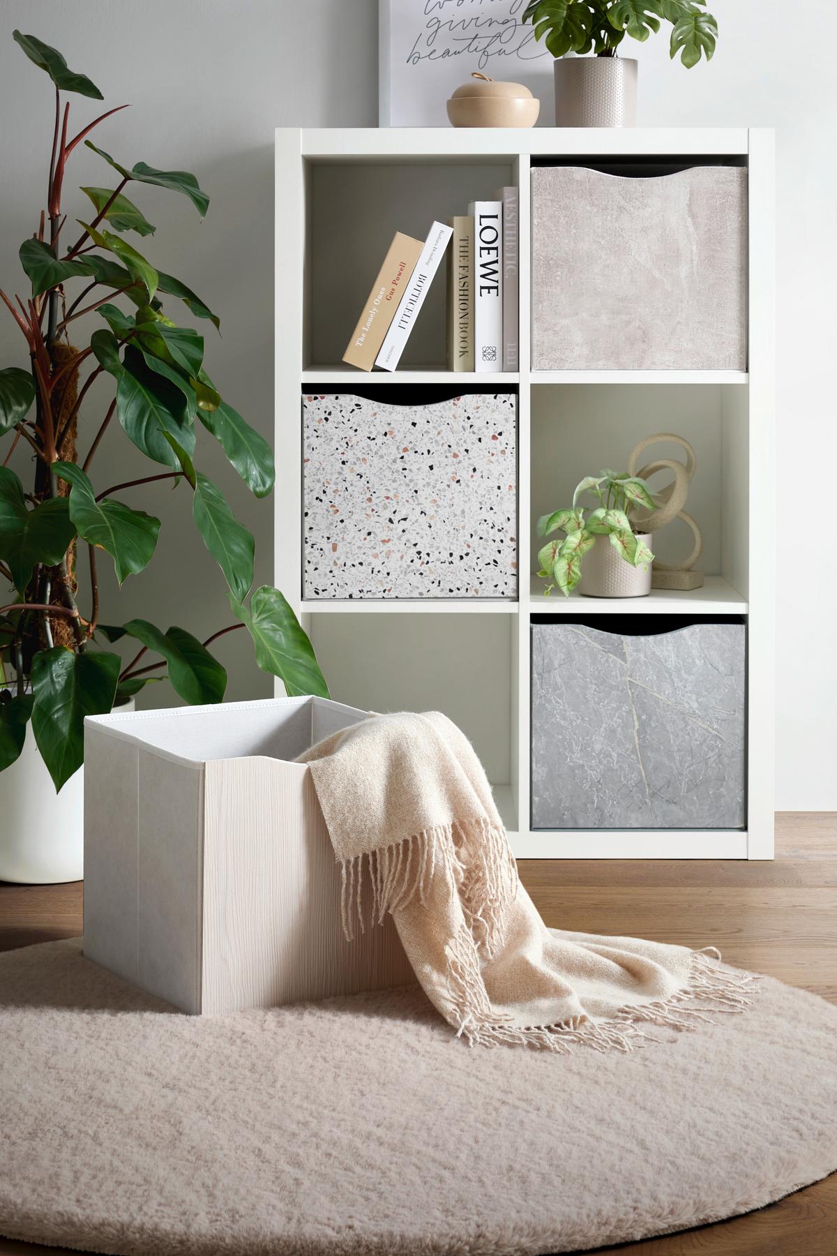 Skládací krabice BETTY - šedá, Konvenční, kompozitní dřevo/textil (33/33/32cm) - Mömax