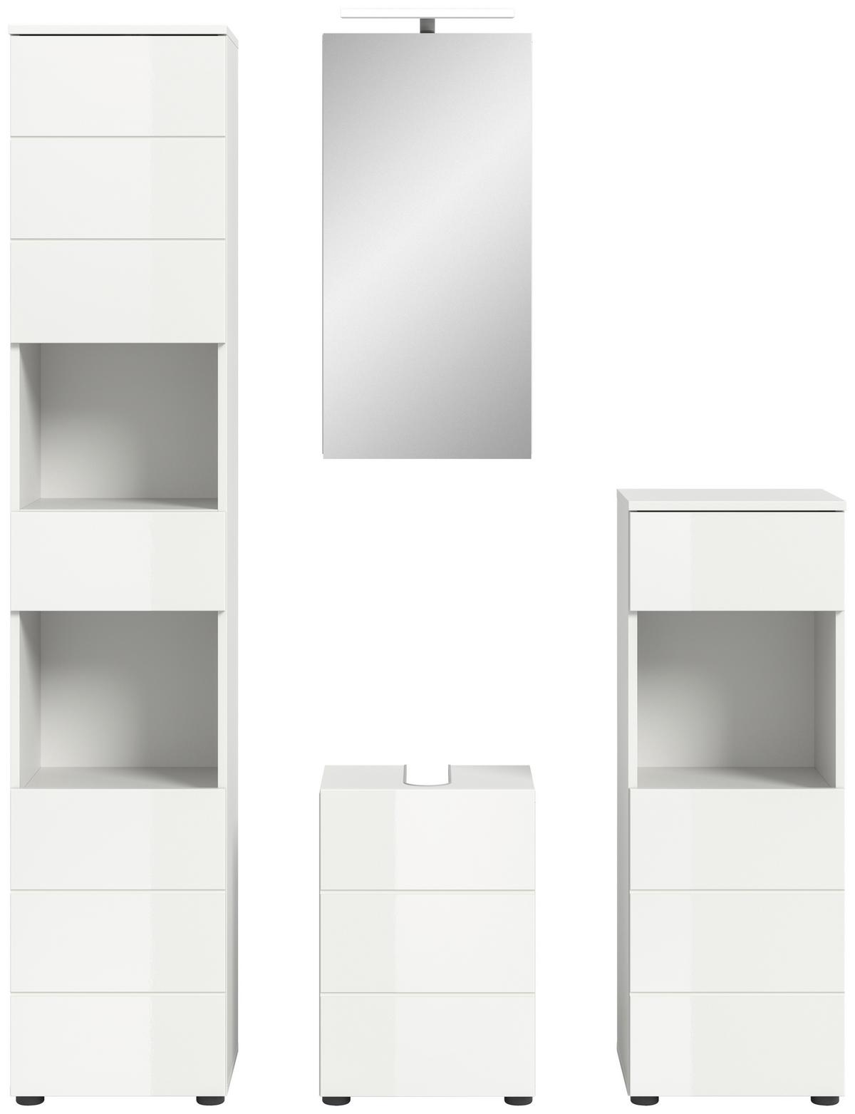 Badezimmer Vira Weiß B: 114 cm - Weiß Hochglanz/Schwarz, MODERN, Holzwerkstoff (114cm) - MID.YOU