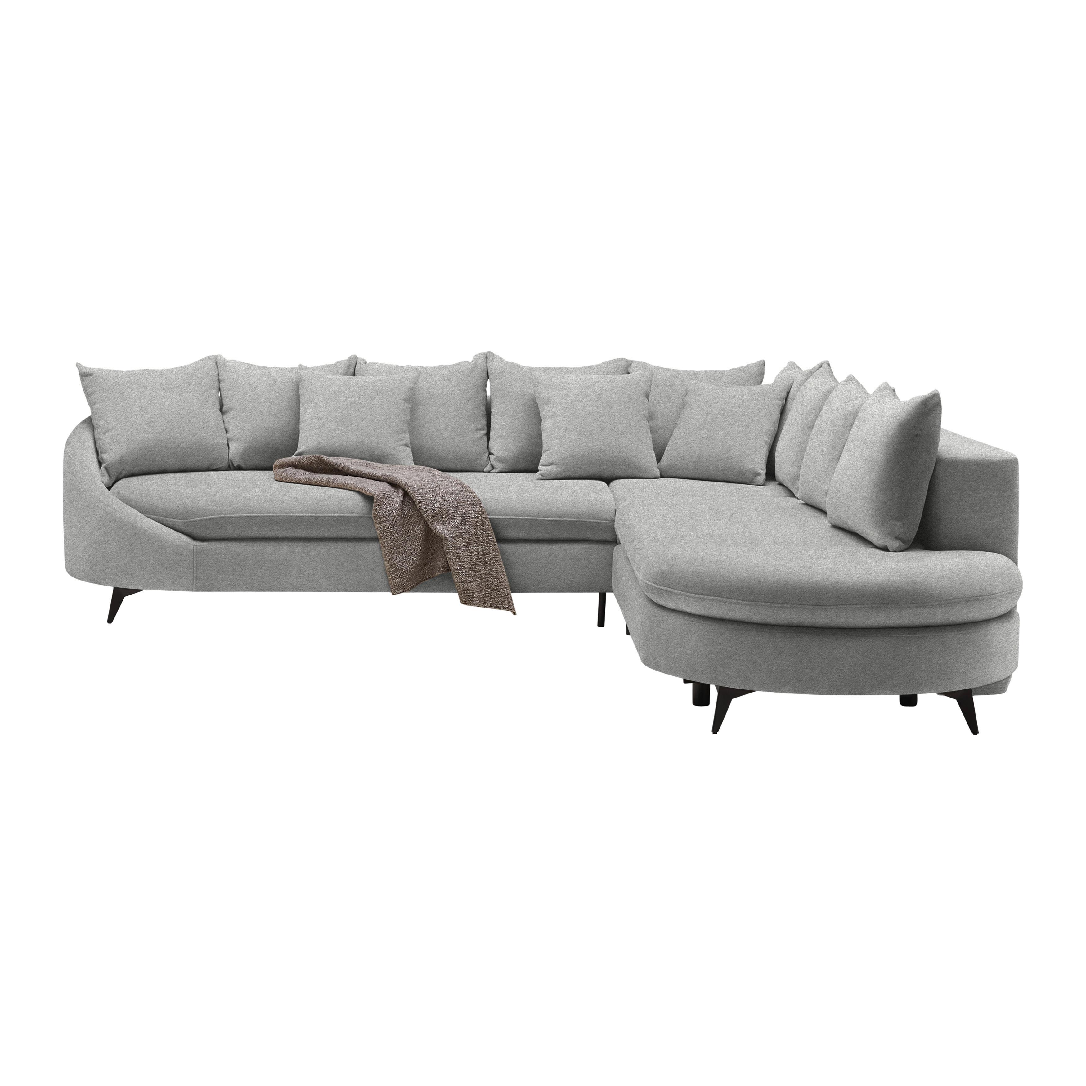 Rohová sedačka AXEL, pravá, světle šedá tkanina - černá/světle šedá, Moderní, kov/textil (291/250cm) - Mömax