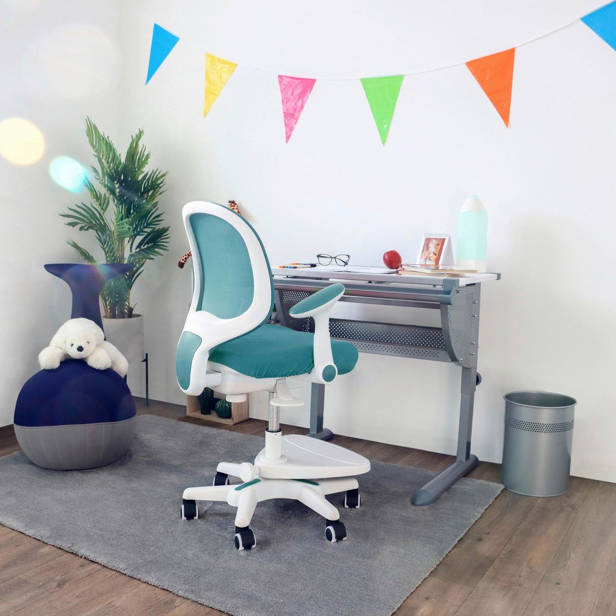 Jugenddrehstuhl Kid Ergo Blau/weiß Bis 80 Kg - Blau/Weiß, MODERN, Kunststoff/Textil (56/89/52cm) - MID.YOU