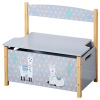 Kinderbank Dekor Grau/Alpakas mit Stauraum und Lehne - Grau, MODERN, Holzwerkstoff (60/56/34,50cm) - Kesper
