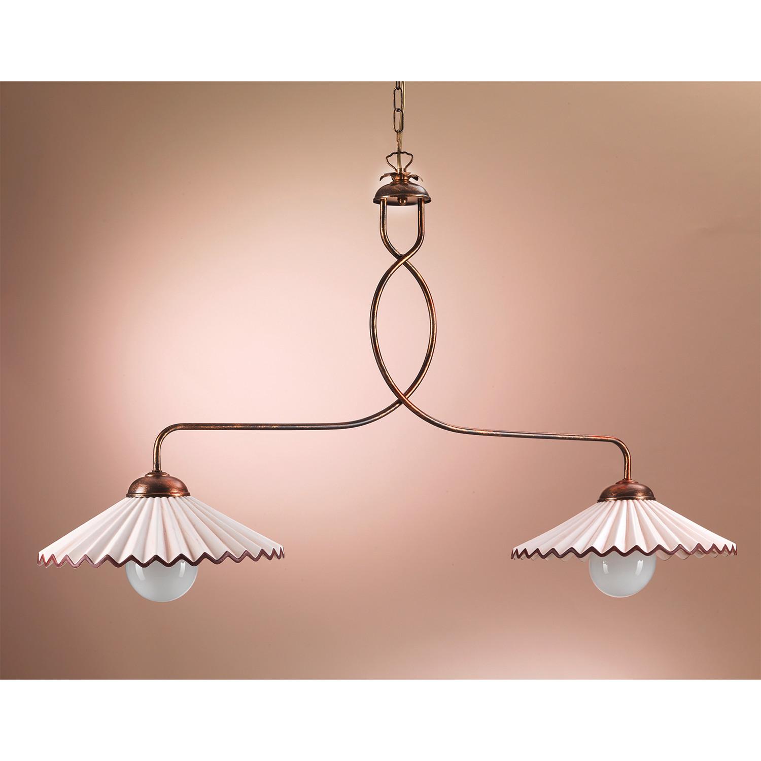 Kronleuchter 4257/2b - Bernsteinfarben/Bronzefarben, KONVENTIONELL, Keramik/Metall (100/32/115cm)