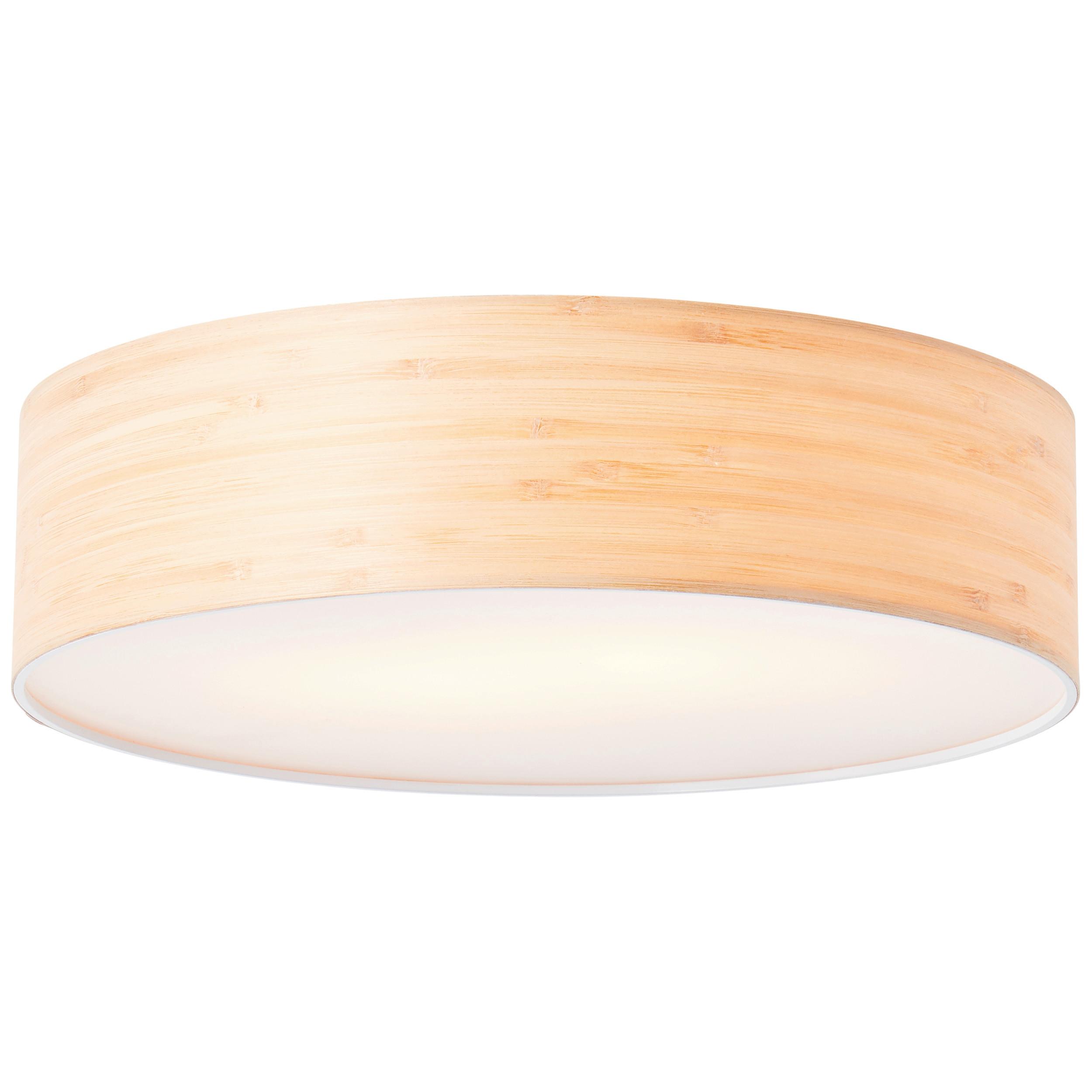 Deckenleuchte Romm Ø 38 cm 2-Flammig Rund mit Bambus Holz - Hellbraun/Weiß, Basics, Holz/Metall (38/10cm) - Brilliant