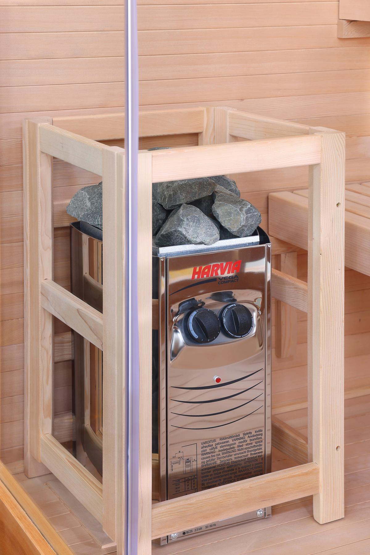 Finnische Panoramasauna BxHxT: 130x120x200 cm - Naturfarben, Basics, Glas/Holz (130/120/200cm) - Sanotechnik