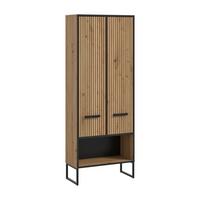 Hochschrank Bagno Schwarz /Eiche Artisan Dekor B: 59cm - Schwarz/Eiche Artisan, Trend, Holzwerkstoff (59/159/32cm) - MID.YOU