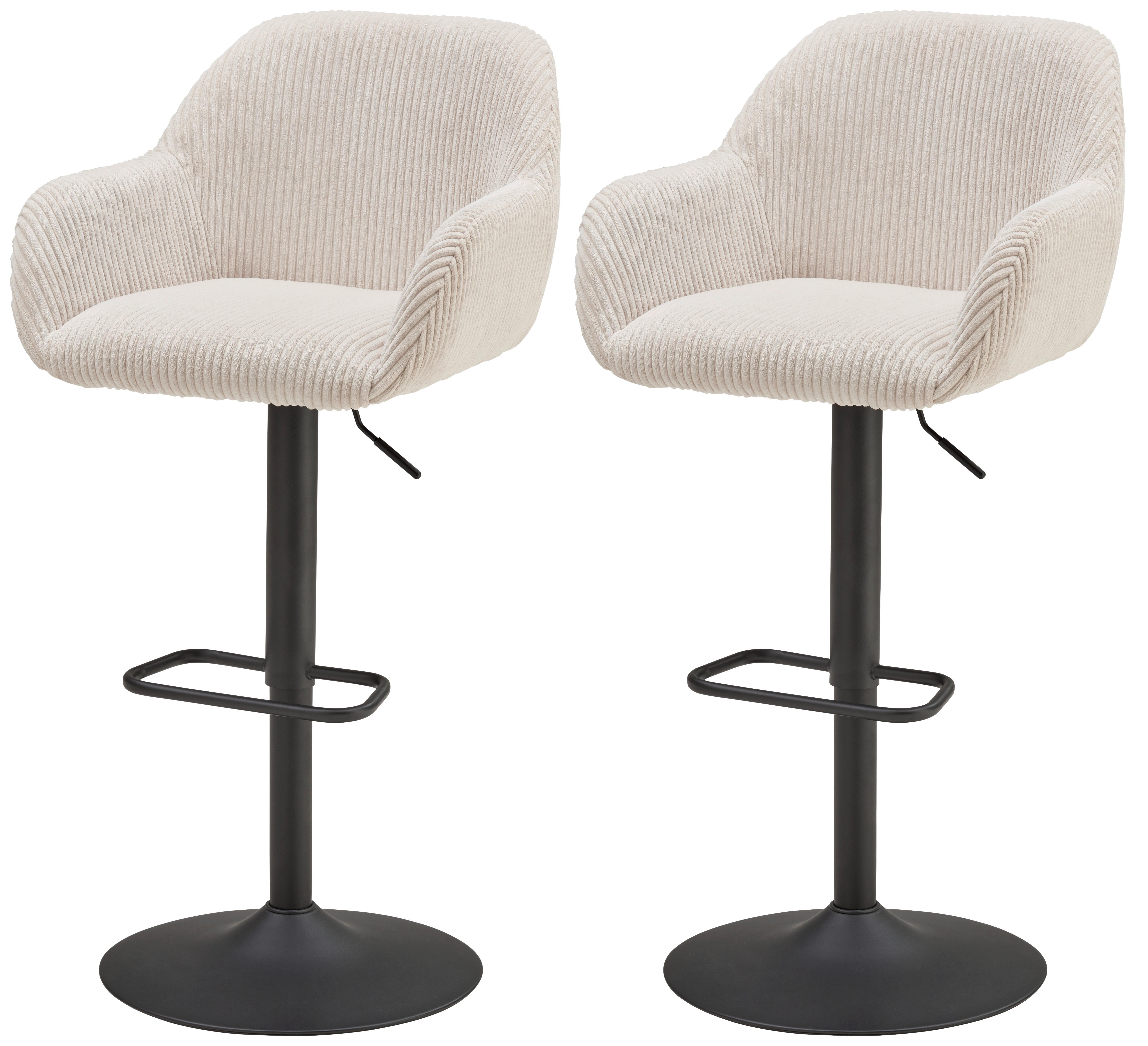 Barhocker-Set höhenverstellbar Kiana Beige - Beige/Schwarz, LIFESTYLE, Textil/Metall (44/95-117/55cm) - Livetastic