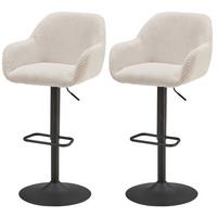 Barhocker-Set höhenverstellbar Kiana Beige - Beige/Schwarz, LIFESTYLE, Textil/Metall (44/95-117/55cm) - Livetastic