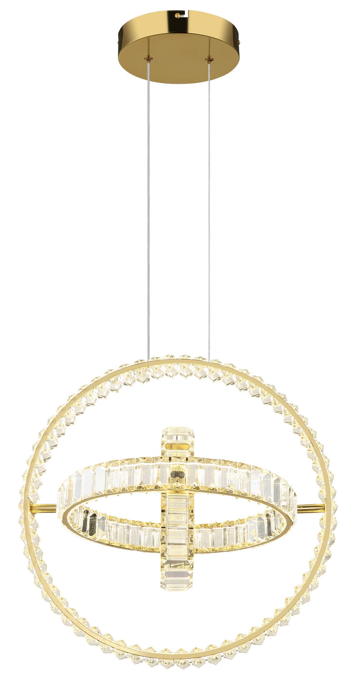 Hängeleuchte Neil Kristallglas ca. 50x40x120 cm - Klar/Goldfarben, Design, Glas/Metall (50/40/120cm) - Globo