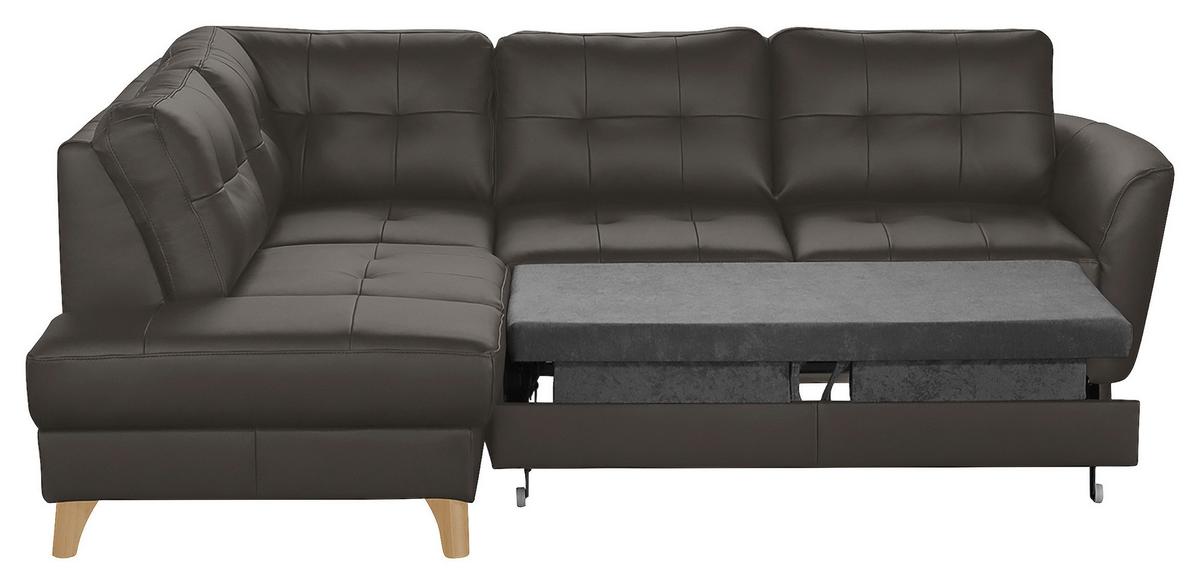 Ecksofa Nordic Dunkelbraun S: 190x236 cm - Dunkelbraun/Buchefarben, Design, Leder/Textil (190/236cm) - Livetastic