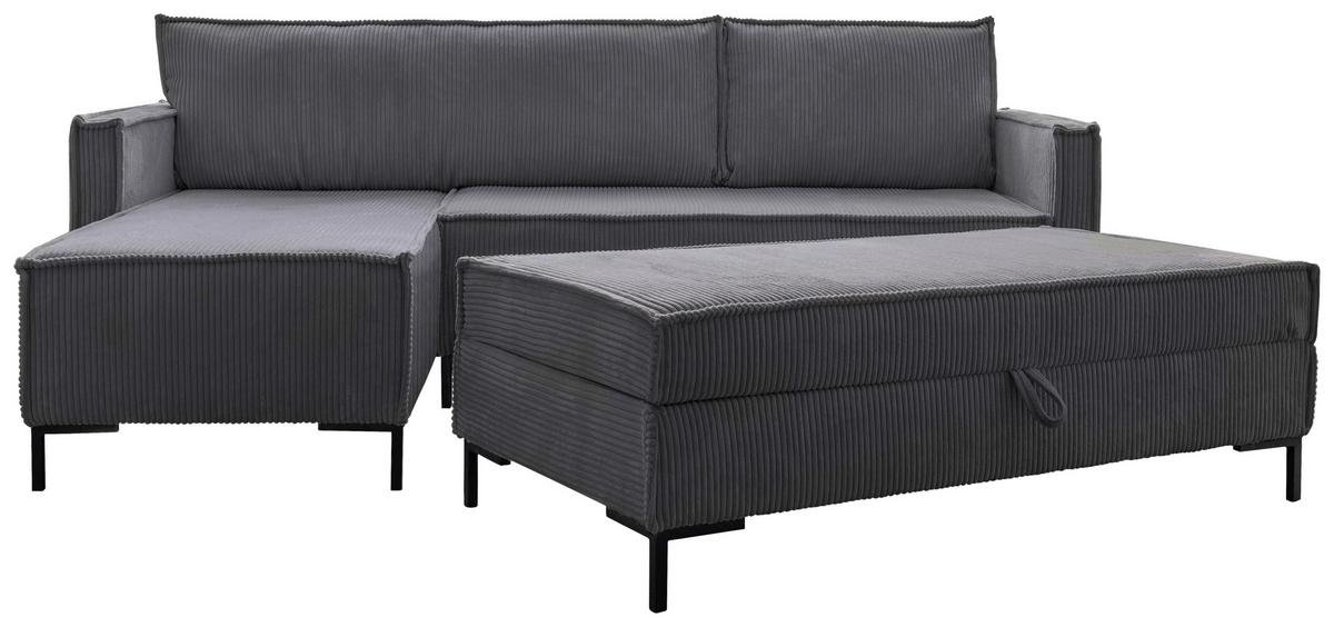 Rohová sedací souprava, šedá - šedá/černá, Design, kov/textil (232/90/154cm) - MID.YOU
