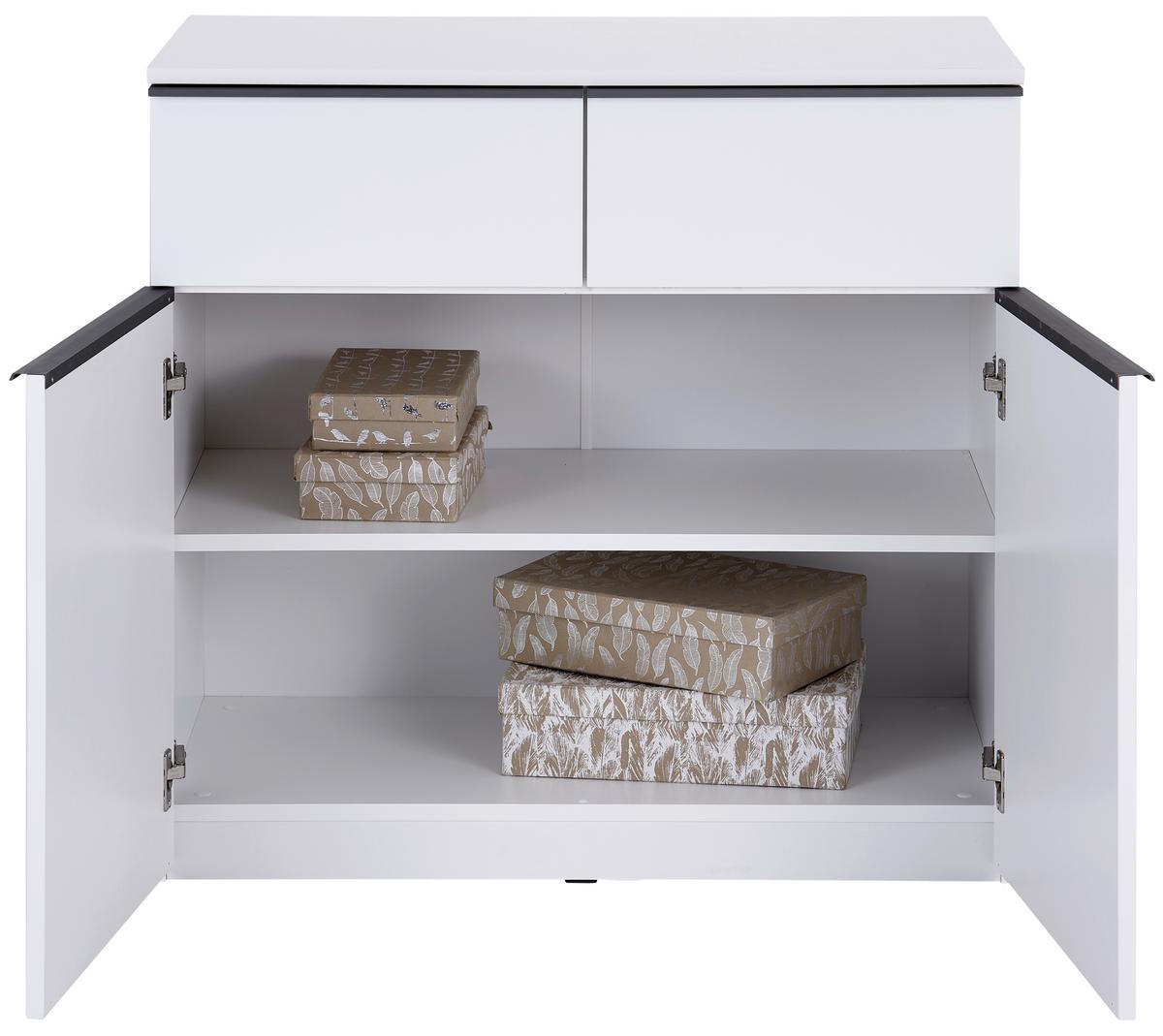 Kommode B: 90 cm Lucca, Weiß/Grau - Weiß, MODERN, Holzwerkstoff (90/88/44cm)