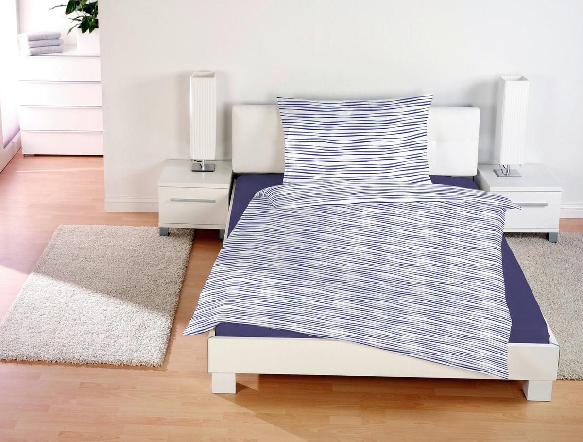 Bettwäsche 140x200 Cm Lenka Mikrofaser Blau/beige - Blau/Beige, KONVENTIONELL, Textil - Ondega