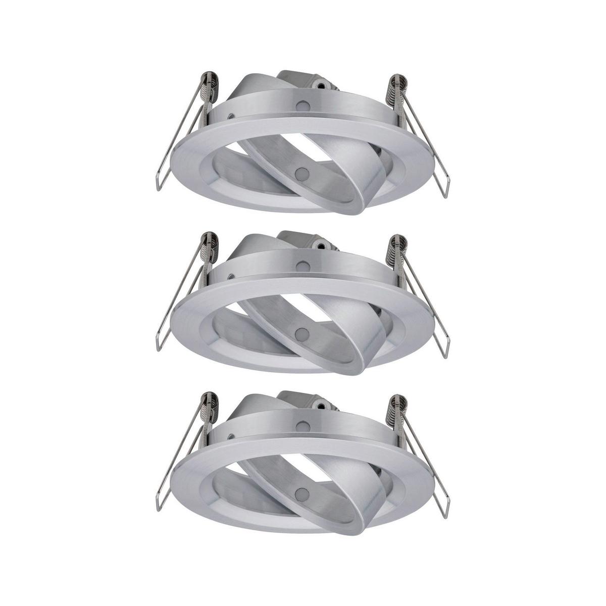Deckenleuchte 3er-set Ø 8,4 Cm Ohne Leuchtmittel, Rund - Alufarben, Basics, Metall (8,4cm) - Paulmann