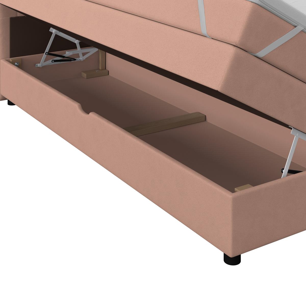 Boxspringbett Elio Altrosa 140x200 Cm H3/h4 - Schwarz/Altrosa, ROMANTIK / LANDHAUS, Textil (144/121/212cm) - James Wood