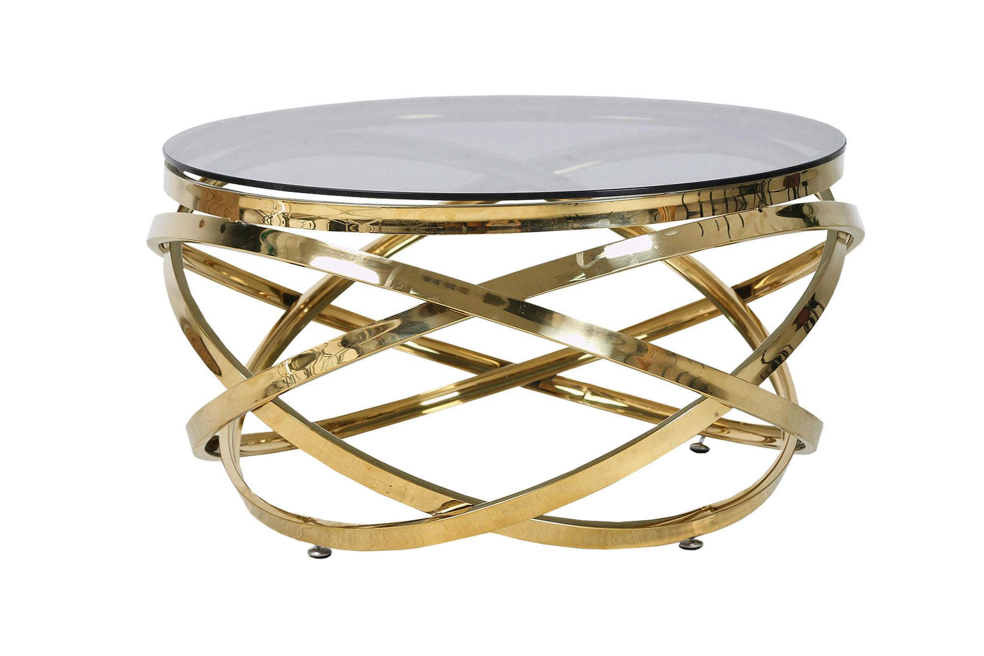 COUCHTISCH Grau, Goldfarben L: 80 cm - Goldfarben/Grau, Design, Glas/Metall (80/80/42cm) - Livetastic